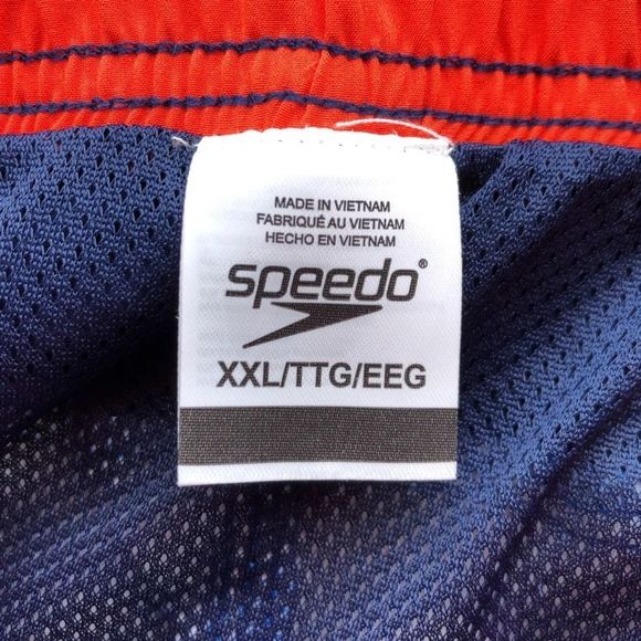 SPEEDO Mens Blue Orange Stripe Swim Trunks With Mesh Lining Sz XXL / 2XL NWT - Picture 5 of 9